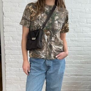 90s Vintage Brown DKNY Camera Style Crossbody Bag